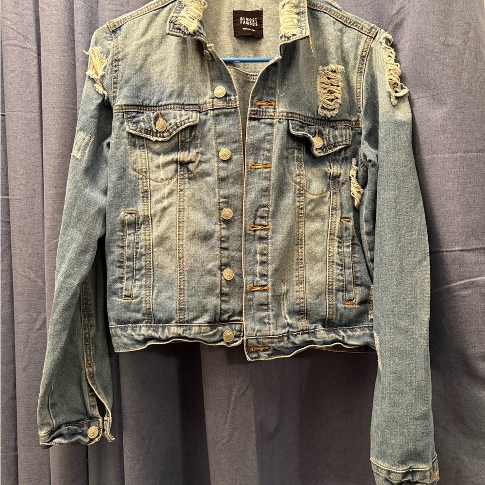 Almost Famous Distressed Blue Jean Jacket